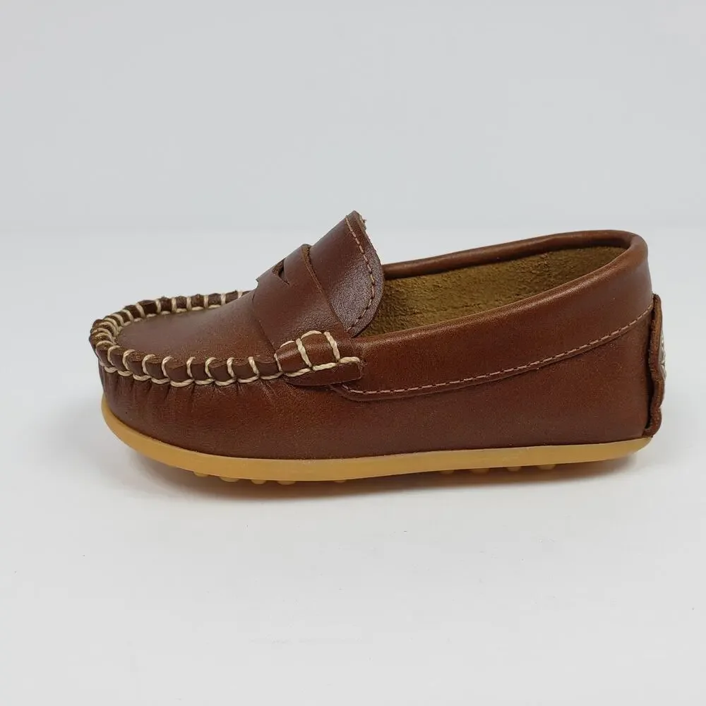 Elephantito Alex Drivers Baby Boys Sz 6 Brown Leather Slip On Casual Loafer Shoe